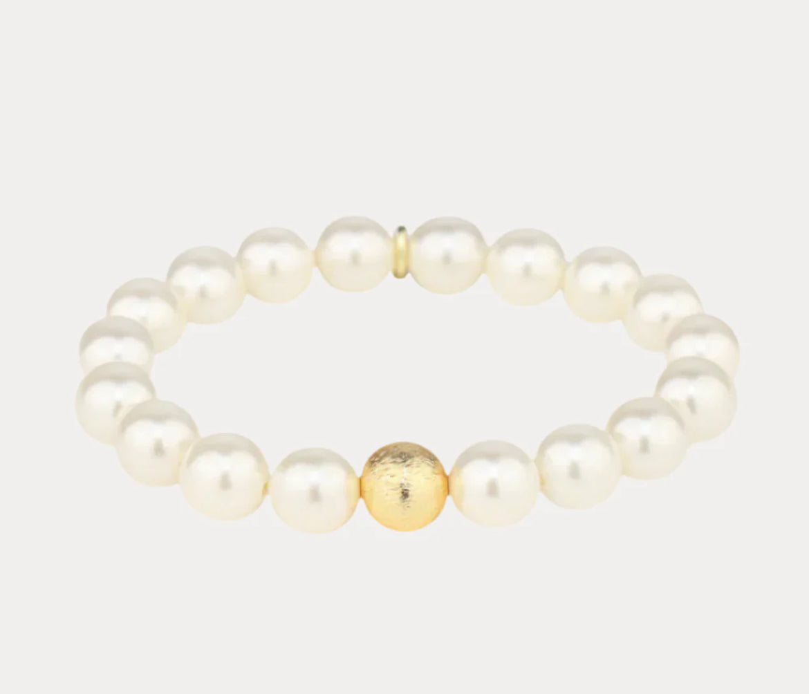 Mala Beaded Bracelet White Pearl