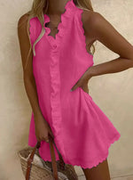Load image into Gallery viewer, Ruffle Sleeveless Coverup - Pink

