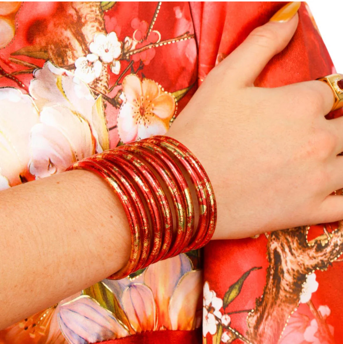 KOI Red All Weather Bangles set of 4