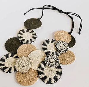 Hand Woven Disk Statement Necklace