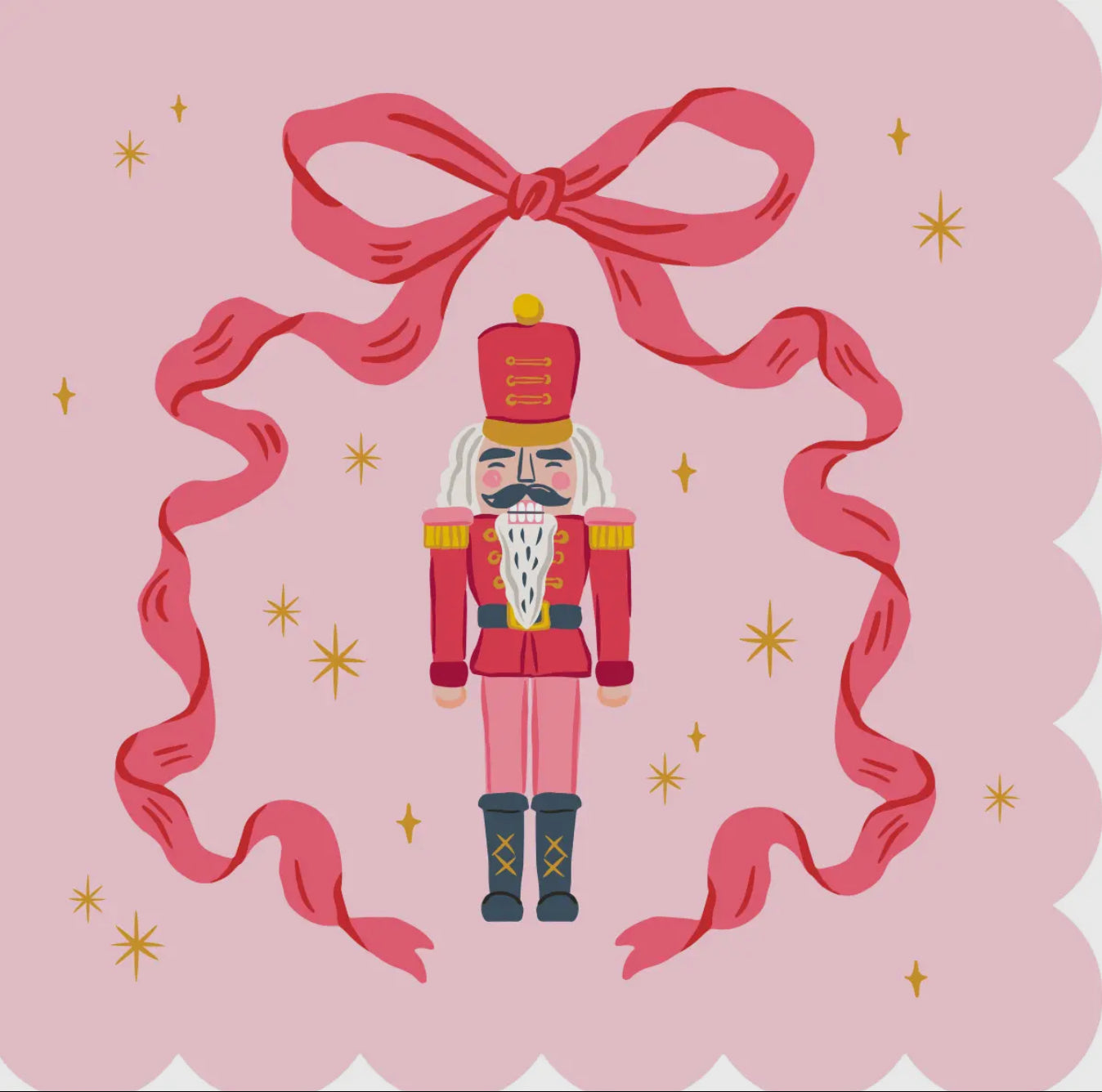 Pink Scallop Bow Nutcracker Napkins