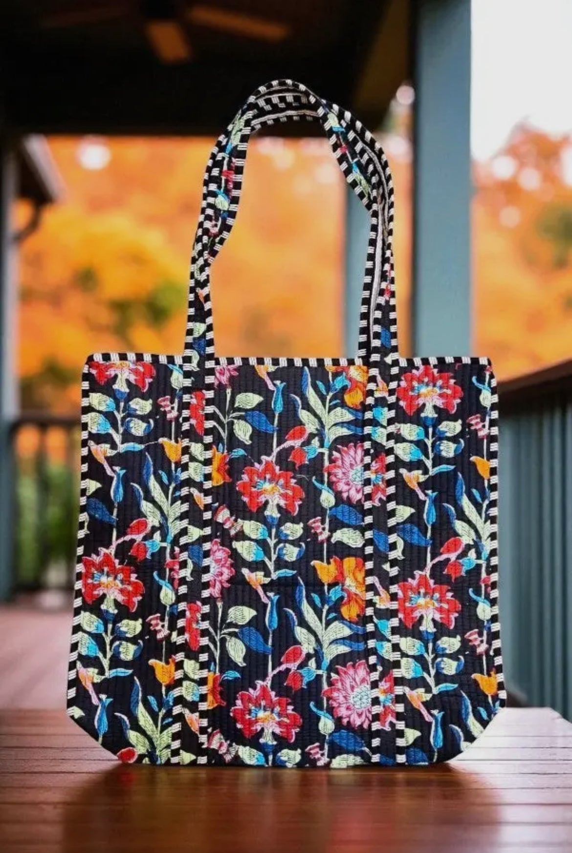 Lennox Black Floral Tote
