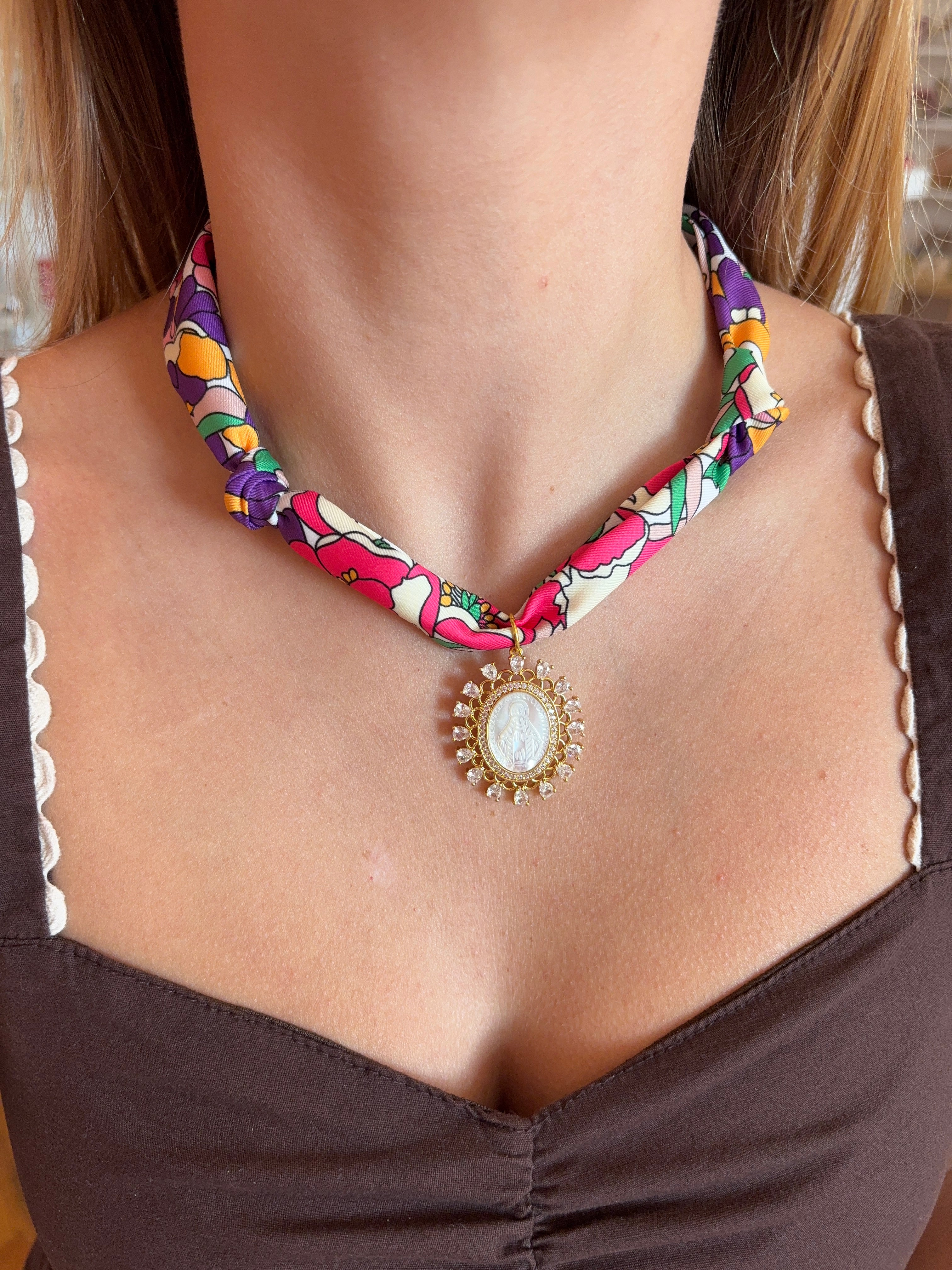 Mother Mary Scarf Necklace