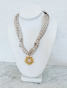 Rhinestone Burst Scarf Necklace