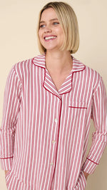 Load image into Gallery viewer, Holiday Stripe Pima Knit PJ Set
