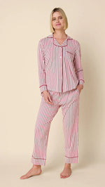 Load image into Gallery viewer, Holiday Stripe Pima Knit PJ Set

