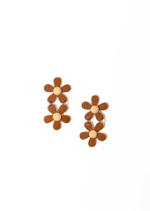 Stacked Tan Flower Earrings