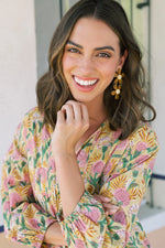 Load image into Gallery viewer, Stacked Tan Flower Earrings
