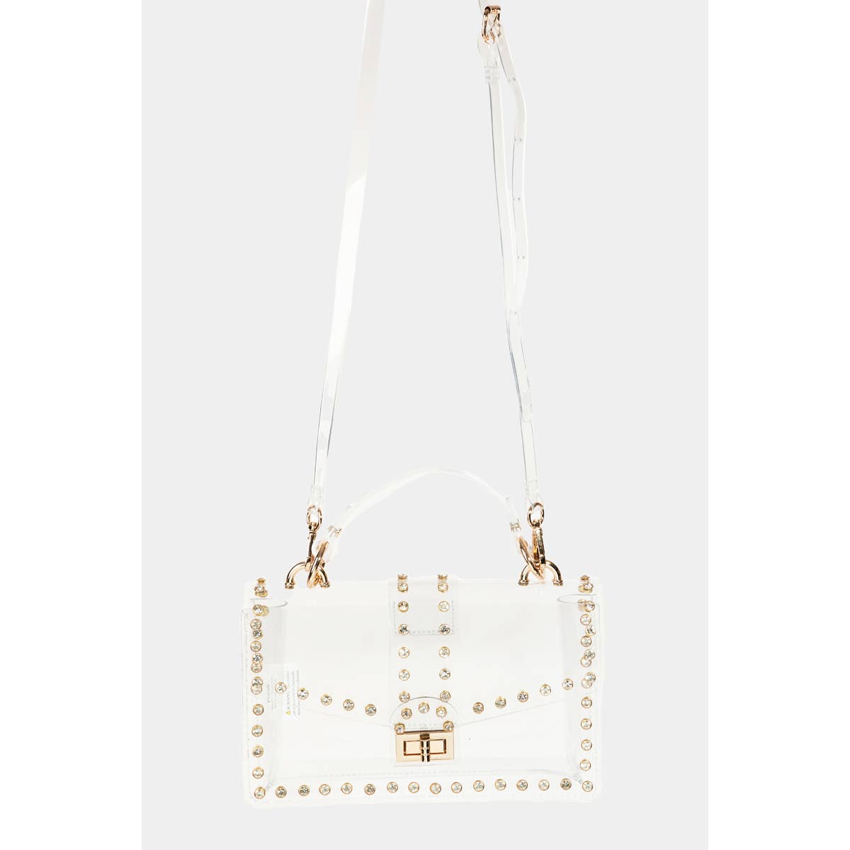 Rhinestone Studded Trim Clear Bag