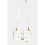 Load image into Gallery viewer, Rhinestone Studded Trim Clear Bag
