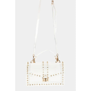 Rhinestone Studded Trim Clear Bag