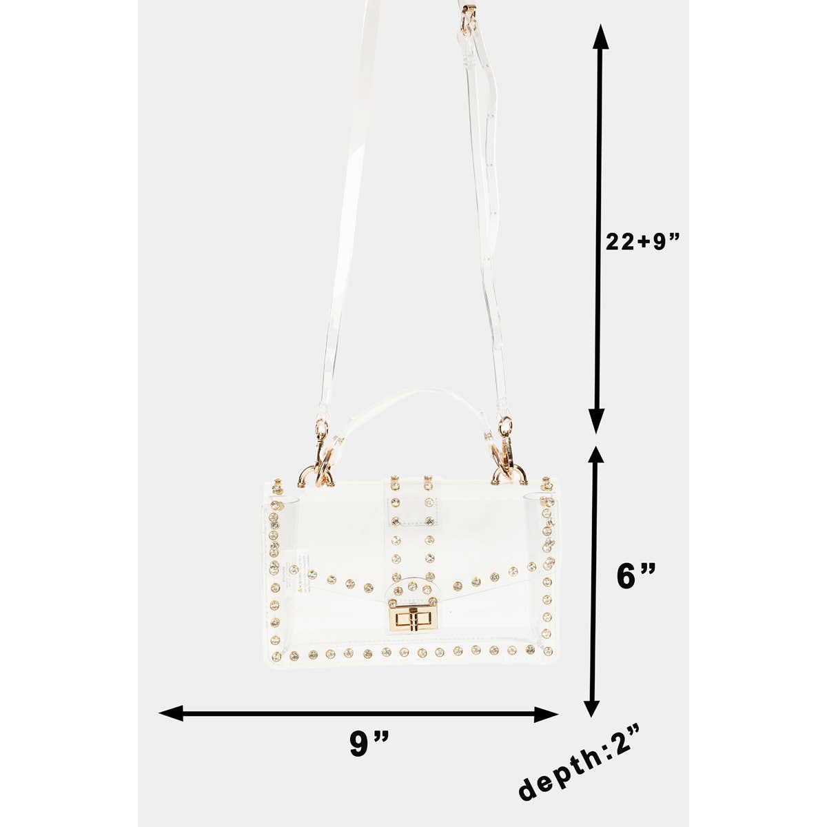 Rhinestone Studded Trim Clear Bag