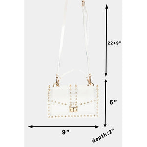 Rhinestone Studded Trim Clear Bag