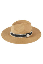 Load image into Gallery viewer, Tweed Pearl Band Straw Sun Hat
