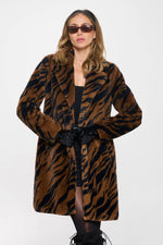 Load image into Gallery viewer, Faux Fur Zebra Trench Coat
