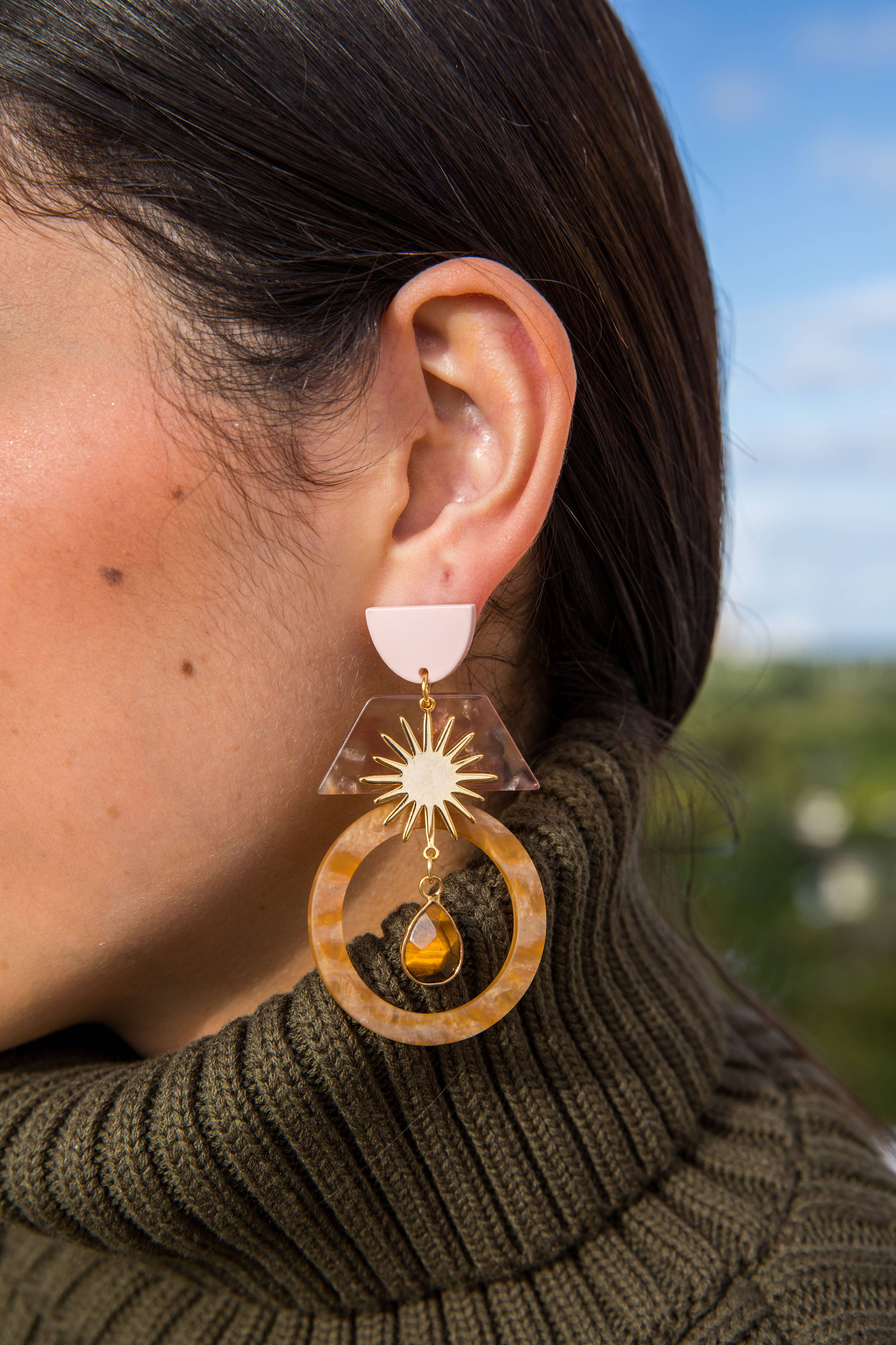 Desert Glam Hoop Tiger Eye Stone