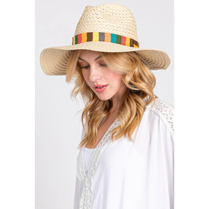 Multi Color Stripe Band Straw Hat