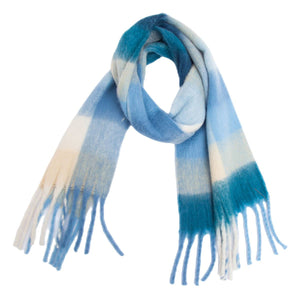 PLAID PATTERN FRINGE WINTER SCARF