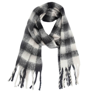 PLAID PATTERN FRINGE WINTER SCARF