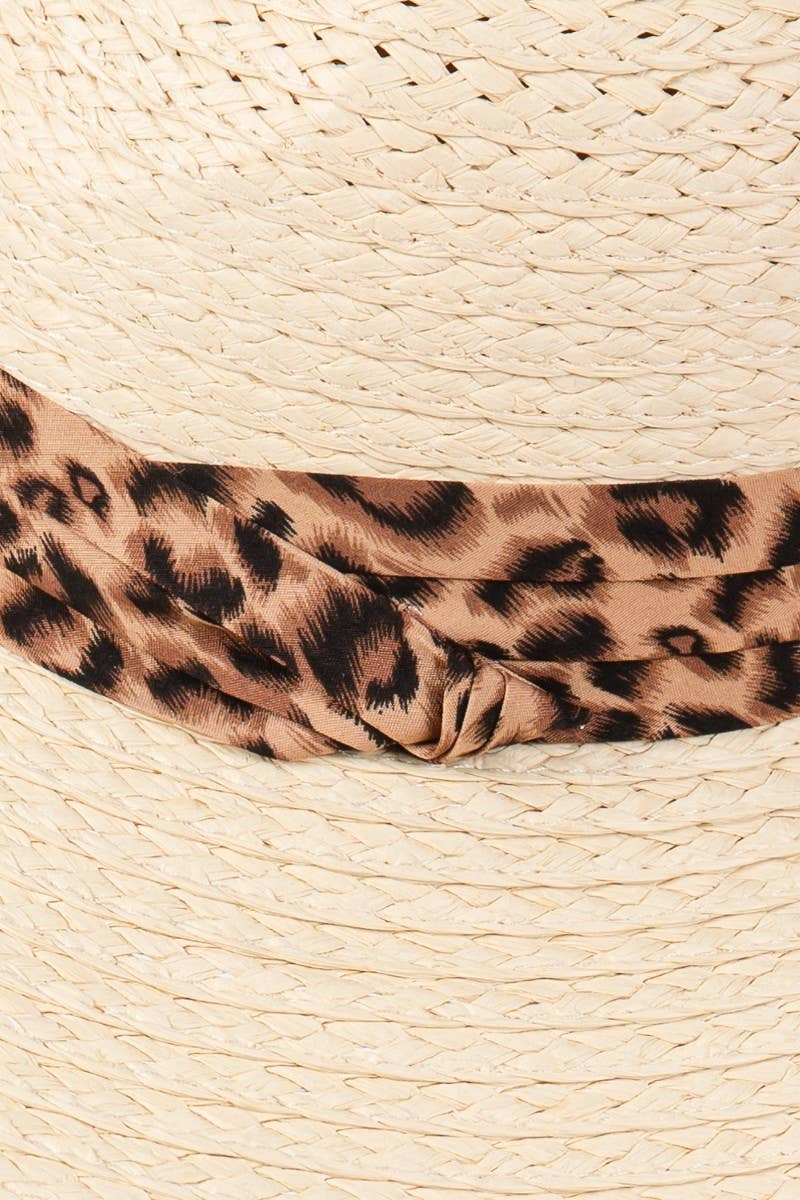 Leopard Band Straw Sun Hat