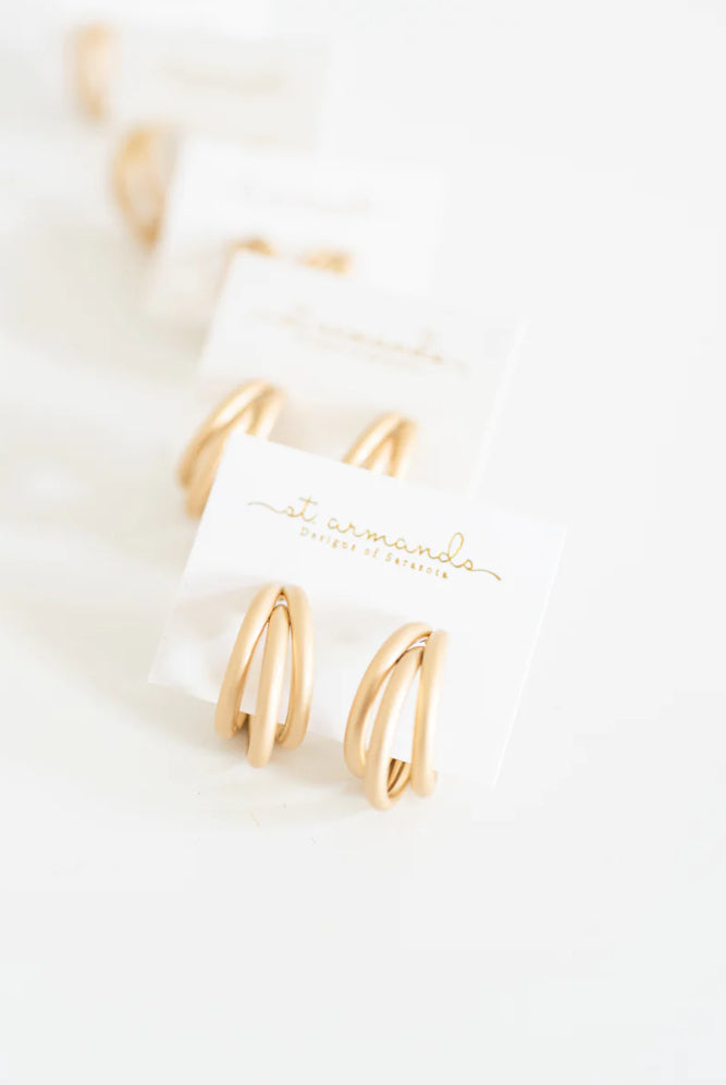 Gold Triple Hoops